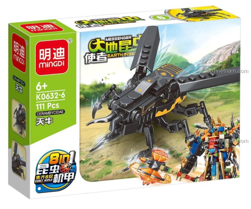 Bộ lắp ghép Sứ Giả Côn Trùng Trái Đất Mingi K0632 mô hình Bọ Cánh Cam Đen