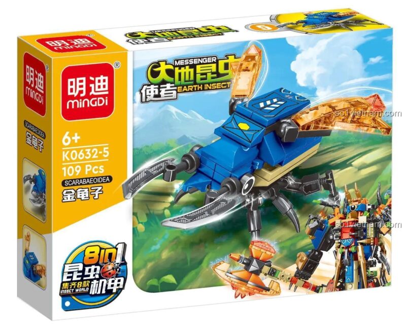 Bộ lắp ghép Sứ Giả Côn Trùng Trái Đất Mingi K0632 mô hình Bọ Cánh Cam Xanh