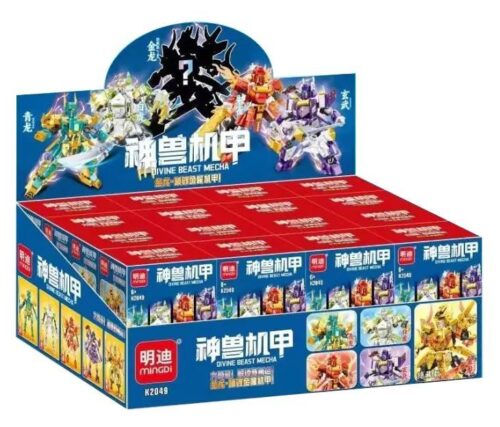 Hộp sản phẩm Thần Thú Cơ Giáp Mingi K2049 với 16 robot nhỏ bên trong