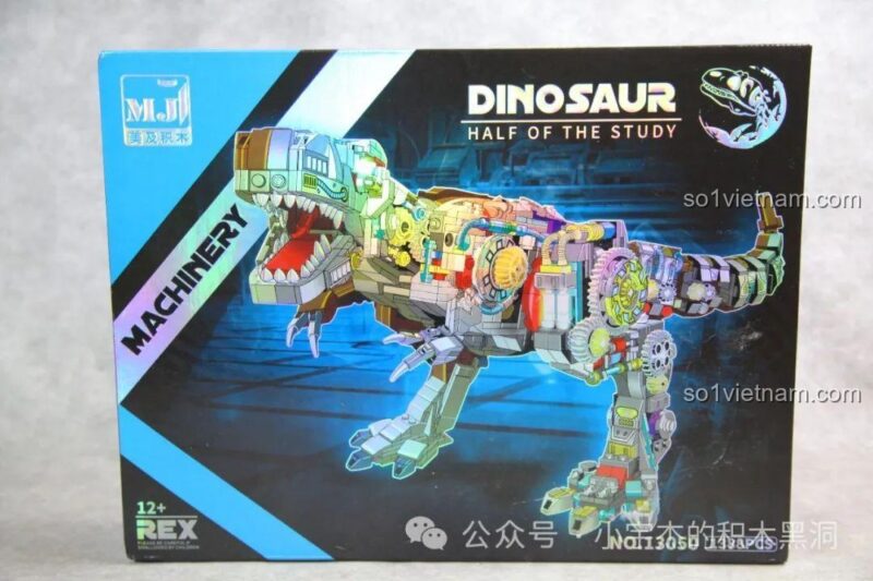 Ảnh chụp thực tế vỏ hộp của Mô hình Khủng long bạo chúa T-Rex MJ, cho thấy hình ảnh sản phẩm và logo hãng.
