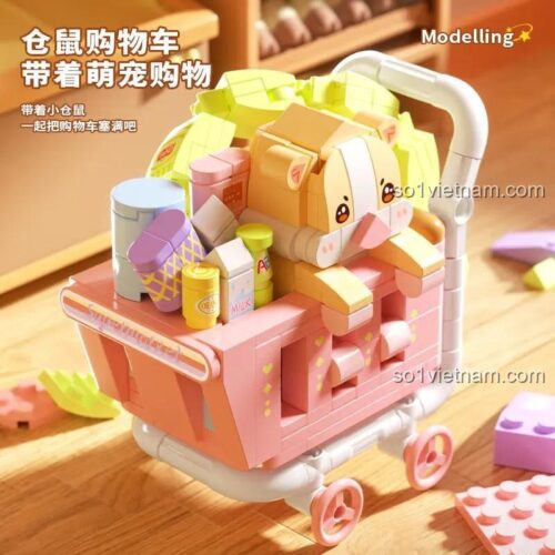Đồ chơi mô hình Chú chuột Hamster đáng yêu Moonlight 802024, bộ xếp hình 287 mảnh mini block cho con gái.