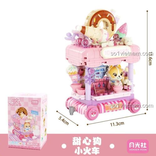 Kích thước bộ lắp ghép xe kem ngọt ngào 月光社 802039, mô hình xe kem dễ thương cho bé gái 14 tuổi, 426 mảnh ghép, màu hồng chủ đạo, giá tốt