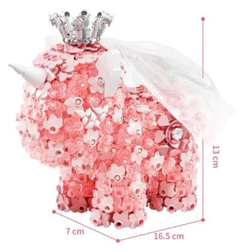 Bộ lắp ghép Kỳ lân hoa hồng và tím, 1363 chi tiết, kích thước mô hình 16.5x7x13cm, hộp 25.1x10.8x20.5cm