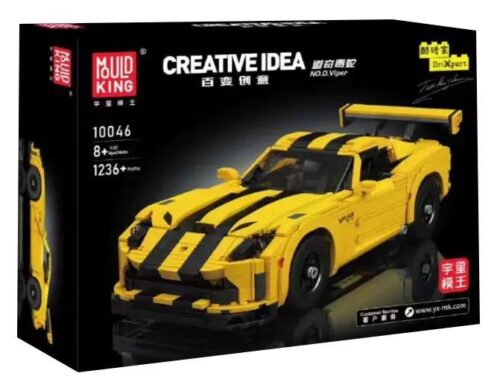 Hộp sản phẩm bộ lắp ráp Mould King 10046 Siêu xe Dodge Viper, đồ chơi mô hình xe đua cho bé trai 8 tuổi, giá rẻ.