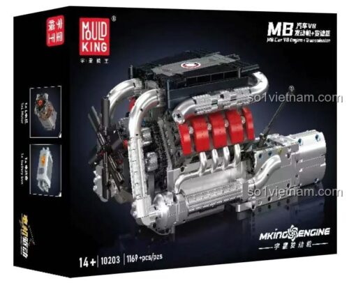 Hộp sản phẩm Mould King 10203 Động cơ V8 xe hơi, Mô hình động cơ V8, Hộp số xe hơi, Đồ chơi kỹ thuật, 1169 mảnh, cho bé trai 14 tuổi, giá tốt