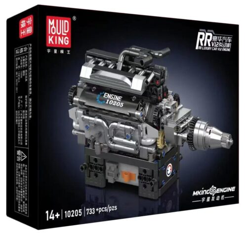 Mould King 10205 Động cơ V12 Xe Sang RR bộ lắp ghép mô hình động cơ xe hơi hạng sang 733 chi tiết cho bé trai 14 tuổi