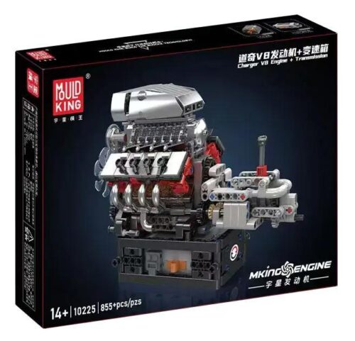 Bộ lắp ghép Động cơ V8 và Hộp số Mould King 10225 giá tốt, mô hình động cơ xe hơi cho bé trai 14 tuổi, chất lượng cao.