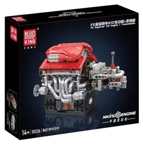 Hộp bộ lắp ghép Động cơ V12 Mould King 10226, mô hình động cơ siêu xe FE với 863 chi tiết, phù hợp bé trai 14 tuổi, giá tốt.