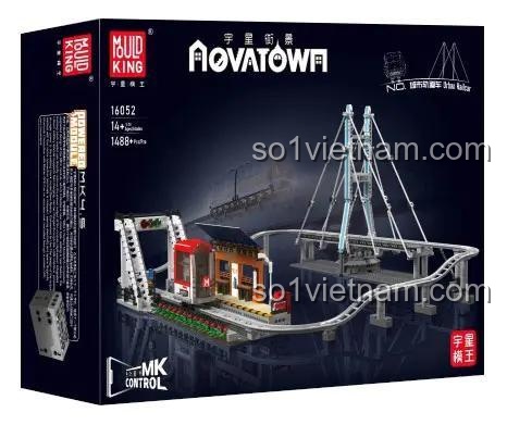 Mould King 16052 Tàu điện ngầm đô thị, mô hình tàu điện ngầm chi tiết, đường ray và cầu cạn, đồ chơi xây dựng cho bé trai 14 tuổi