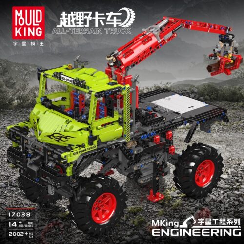 bộ lắp ráp Xe Tải Địa Hình Unimog Mould King 17038 với cần cẩu hoạt động, phù hợp con trai 14 tuổi, giá tốt.