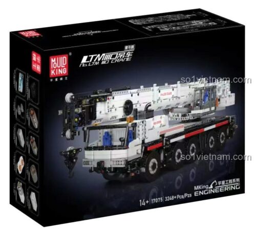 Mould King 17075 Cần cẩu LTM 1110, bộ lắp ghép kỹ thuật, xe cẩu xây dựng điều khiển từ xa, 3248 mảnh, 14+