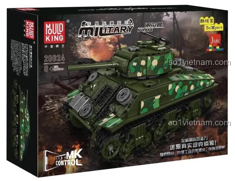 Hộp bộ lắp ráp Mould King 20024 Xe Tăng Sherman M4, đồ chơi mô hình Mould King chất lượng cao, giá rẻ cho bé trai
