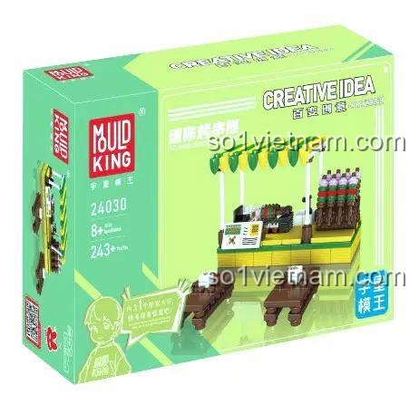 Hộp sản phẩm Mould King 24030 MINI迷你：迷你烤串摊, Bộ lắp ghép Quầy bán đồ ăn đường phố, 243 mảnh, 8+ tuổi, Con trai, Con gái, Chợ Đêm Sôi Động, Mô hình Quán ăn đường phố, Giá tốt