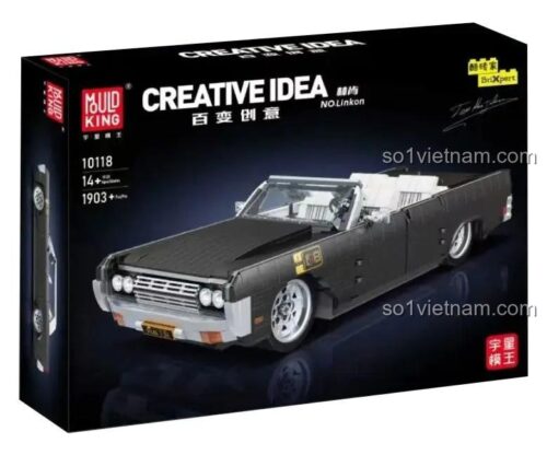 Hộp sản phẩm MouldKing 10118 1964 Lincoln Continental Convertible Xe hơi mô hình mui trần Đen Trắng Con trai 14 tuổi