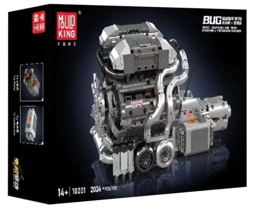Hộp sản phẩm MouldKing 10201 Động cơ W16 Siêu xe BUG, bộ lắp ghép kỹ thuật cho bé trai 14 tuổi, 2024 mảnh, giá tốt