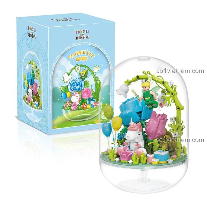 Mô hình chậu cây mọng nước Flower Elf Moyu Block MY87005 trang trí nhà cửa