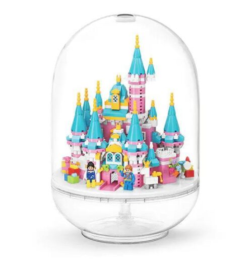 Bộ lắp ghép Lâu đài Hồng MOYU BLOCK MY92102 - Mô hình lâu đài tráng lệ trong vòm trong suốt, có minifigures