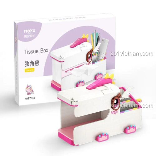 Bộ lắp ghép Hộp đựng giấy ăn Hình Kỳ Lân MOYU BLOCK MY97034 giá tốt cho bé gái 8 tuổi, mô hình Kỳ Lân đựng giấy ăn tiện ích.