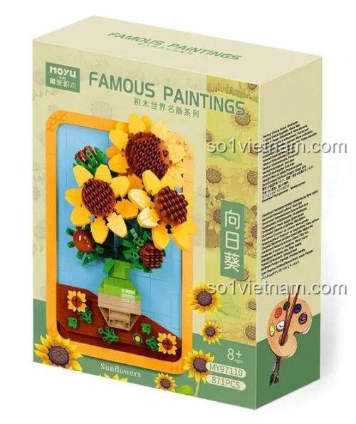 Hộp đồ chơi lắp ráp MOYU BLOCK MY97110 Tranh Hoa Hướng Dương, 871 mảnh ghép, chủ đề nghệ thuật, quà tặng cho bé 8 tuổi.