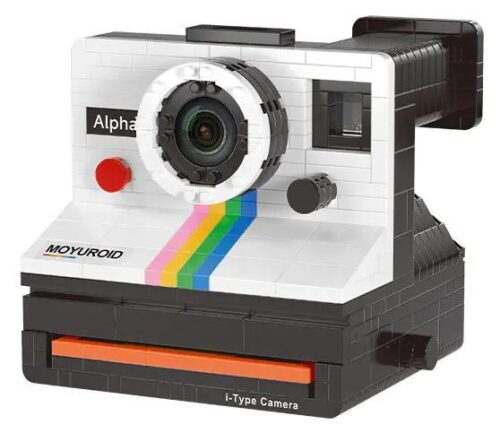 Máy ảnh Polaroid Cổ điển MOYU BLOCK MY97131 lắp ghép chi tiết, thiết kế retro, màu trắng đen, phù hợp cho bé 8 tuổi trở lên
