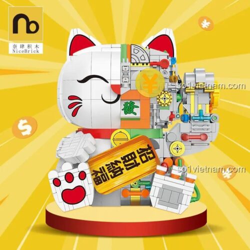 đồ chơi lắp ghép NiceBrick 200619 Mèo May Mắn Cơ Khí cho bé trai 6 tuổi, giá tiết kiệm