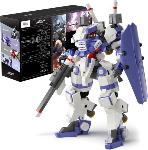 Mô hình Robot Chiến thuật Nifeliz NF10252 Tactical Armor màu trắng xanh xám với vũ khí, khớp nối linh hoạt, đồ chơi lắp ghép cho bé trai 6 tuổi