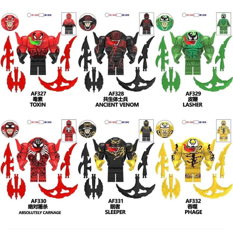 Bộ đồ chơi Minifigure Venom No Brand AF327, 6 nhân vật Symbiote với phụ kiện vũ khí, phù hợp bé trai 8 tuổi, giá tốt