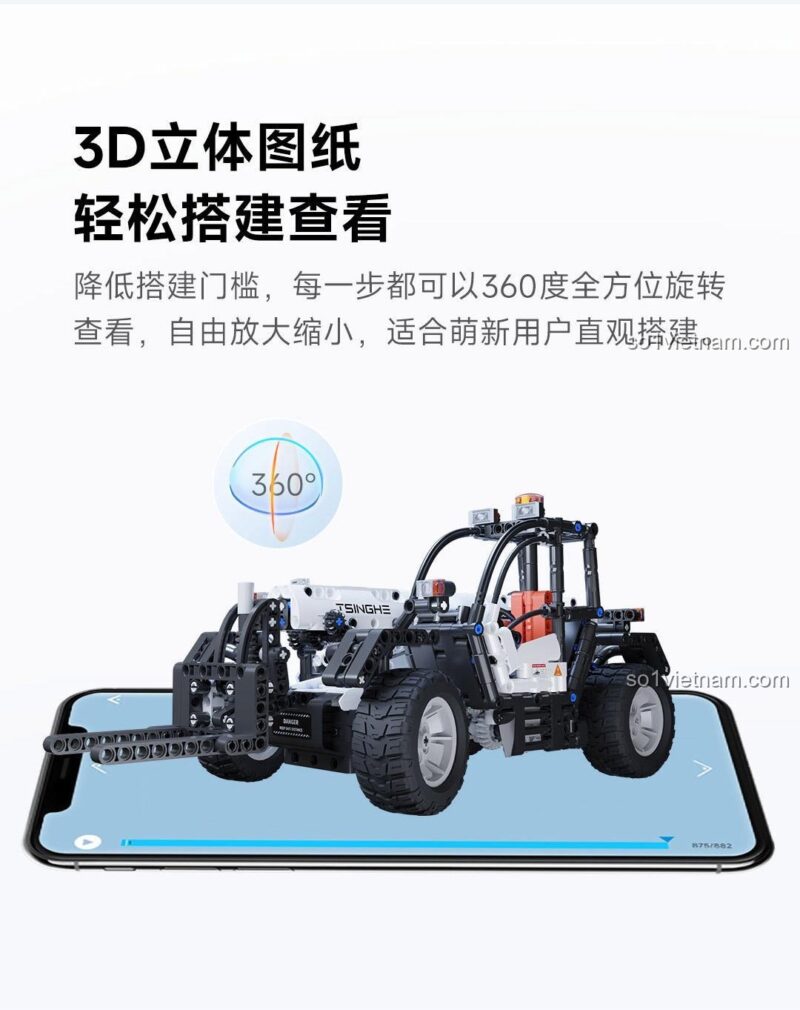 Giới thiệu hướng dẫn lắp ráp 3D trực quan cho bộ lắp ráp ONEBOT OBEFT04AIQI, giúp người mới chơi dễ dàng theo dõi.