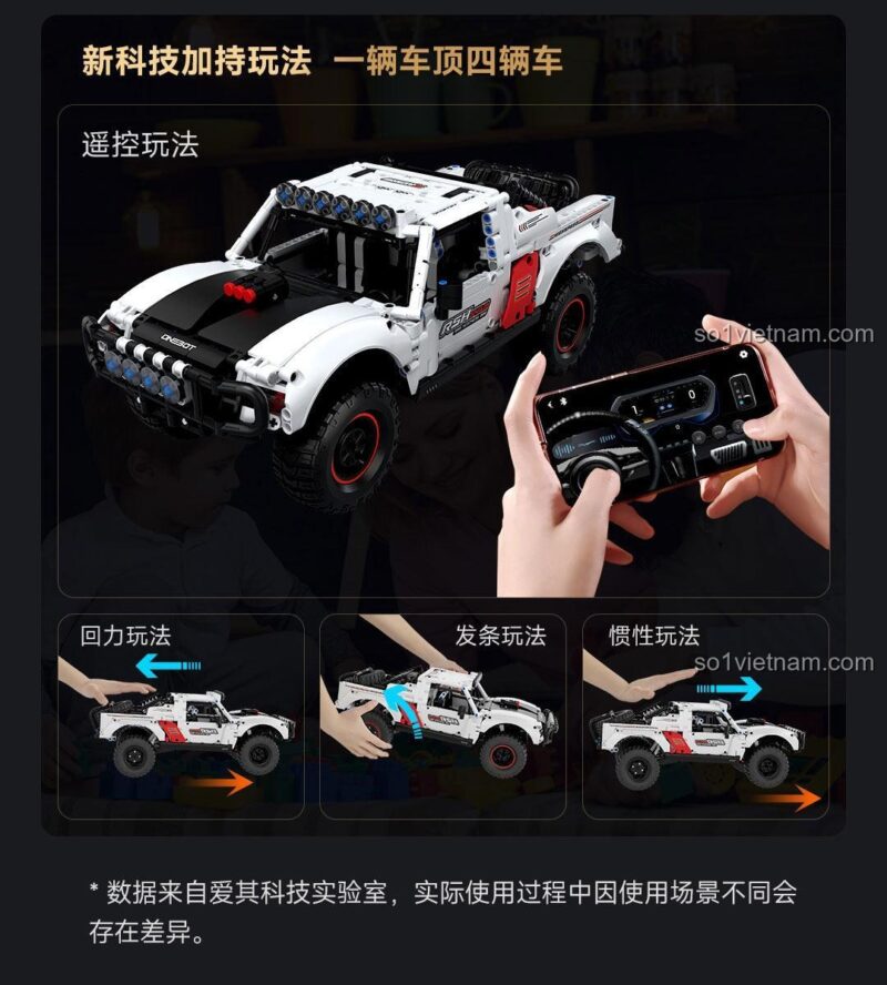 Xe Tải Đua Thông Minh ONEBOT OBLGPT09AIQI với công nghệ mới, 4 kiểu chơi: điều khiển từ xa, kéo lùi, dây cót, quán tính, đồ chơi đa năng cho con trai 14 tuổi