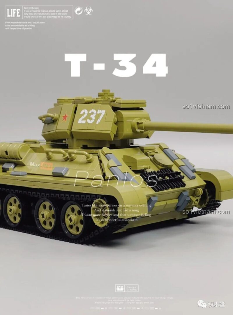 Bộ sưu tập các mẫu xe tăng lắp ráp, nổi bật là Mô hình xe tăng T-34 Panlos Brick 632012.