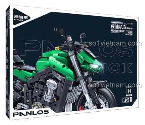 Hộp đồ chơi mô hình Panlos Brick 672107 xe máy Kawasaki Z1000, quà tặng sinh nhật cho thanh niên.