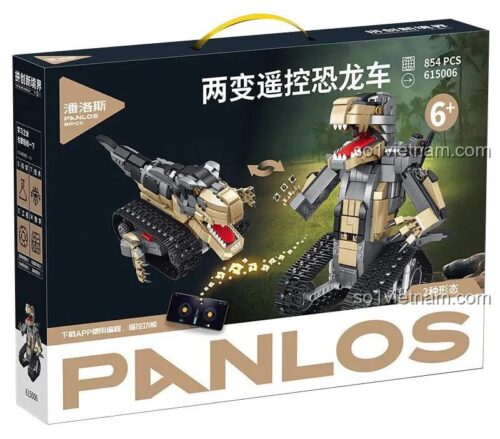 đồ chơi lắp ráp PanlosBrick 615006 Xe Khủng Long Bạo Chúa, hộp sản phẩm đồ chơi điều khiển từ xa biến hình cho bé trai 6 tuổi