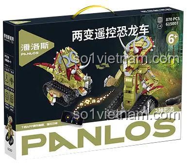 Bộ đồ chơi Xe Khủng Long Điều Khiển Từ Xa Biến Hình Triceratops, bộ lắp ghép PanlosBrick cho bé trai 6 tuổi, giá tốt.