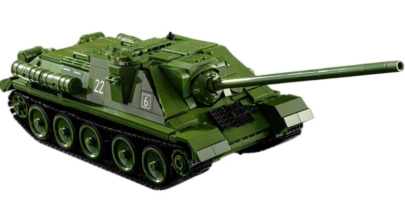 Mô hình xe tăng diệt tăng SU-100 màu xanh lá, 1701 mảnh ghép, 5 minifigures, có thể nâng cấp động cơ điện, đồ chơi lắp ghép quân sự cho bé trai 6 tuổi