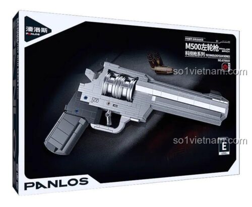 Hộp sản phẩm súng lục ổ quay M500 PanlosBrick 670019, 428 chi tiết, phù hợp cho bé trai 6 tuổi