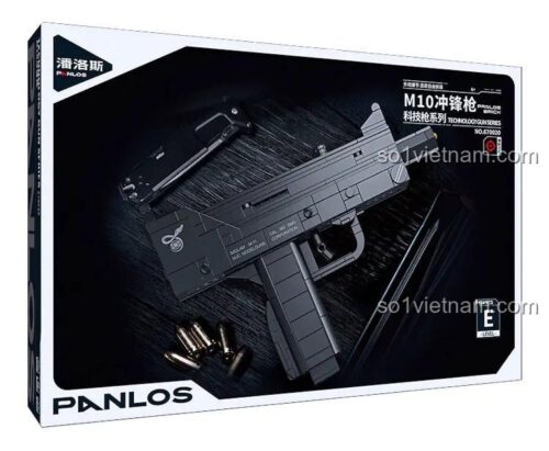 Hộp đựng súng M10 Submachine Gun PanlosBrick 670020, đồ chơi súng cho bé trai 6 tuổi, chi tiết cao, lắp ráp súng