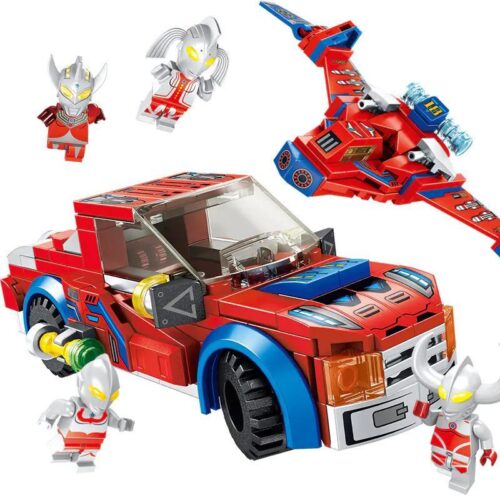Bộ lắp ghép Ultraman PanlosBrick 690018 Ultraman 8 trong 2, mô hình xe đua và máy bay chiến đấu cho bé trai 6 tuổi, giá tốt.