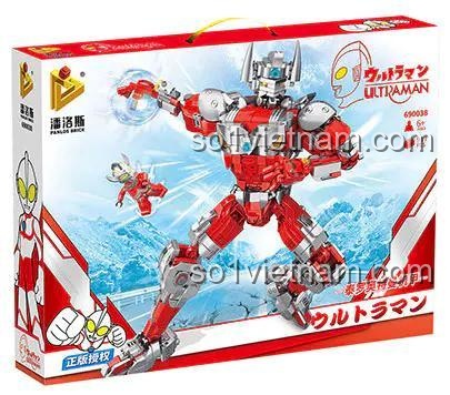 Hộp bộ đồ chơi PanlosBrick 690038 Ultraman Taro, mô hình Mecha Ultraman Taro cho bé trai 6 tuổi, chất lượng cao