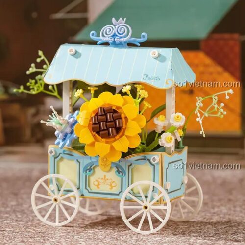 Bộ xếp hình Pantasy 15026, đồ chơi xây dựng Xe Hoa Hướng Dương với chi tiết tinh tế, phù hợp bé gái 8 tuổi