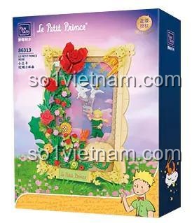 Hộp sản phẩm bộ lắp ghép Pantasy 86313 Tiểu Hoàng Tử Hoa Hồng, tranh ghép 3D nghệ thuật, 800 chi tiết, phù hợp cho bé gái 6 tuổi, màu sắc chủ đạo hồng đỏ vàng xanh lá trắng