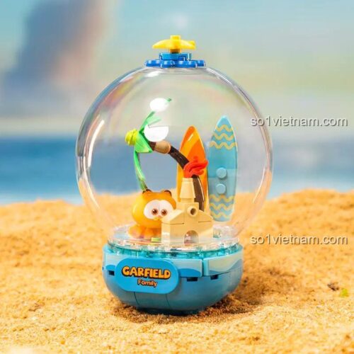 Pantasy 86801 Gia đình Garfield - Quả cầu pha lê - Mô hình Garfield trên bãi biển