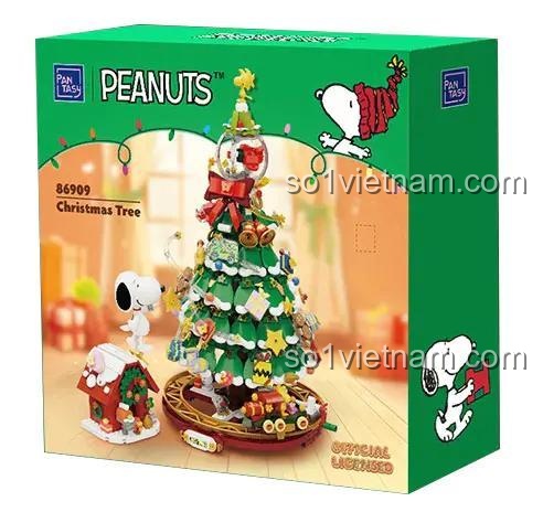 Hộp bộ xếp hình Pantasy 86909 Cây thông Noel Snoopy, đồ chơi lắp ráp 1300 mảnh ghép, mô hình Cây thông Giáng sinh Snoopy chất lượng cao, quà tặng đáng tiền cho bé trai, bé gái 6 tuổi.