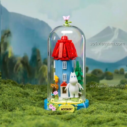 Bộ lắp ghép Pantasy 87202 Moominvalley: Spring of Moominvalley, mô hình Moomin trong mái vòm, 300 chi tiết, phù hợp cho bé gái 6 tuổi