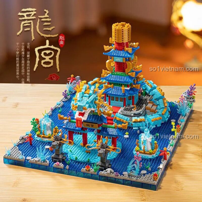 Bộ lắp ghép 拼未来 FA0102 Truyền Thuyết Biển Đông Long Cung, mô hình kiến trúc Trung Hoa, có đèn LED, độ tuổi 6+, cho bé trai và bé gái, chi tiết