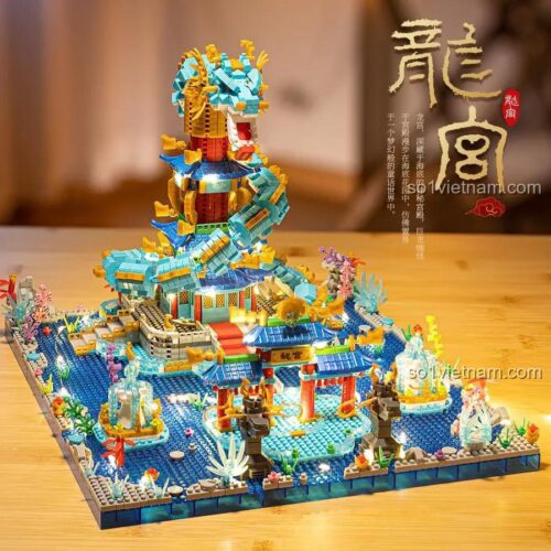 Bộ lắp ghép 拼未来 FA0102 Truyền Thuyết Biển Đông Long Cung, mô hình kiến trúc Trung Hoa, có đèn LED, độ tuổi 6+, cho bé trai và bé gái