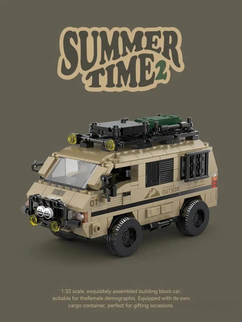 Pinbo PB8823 Xe cắm trại mùa hè Summer Time 2, xe cắm trại dã ngoại, xe camper van, đồ chơi mô hình, tỉ lệ 1:32, có thùng hàng đi kèm, cho bé gái 8 tuổi