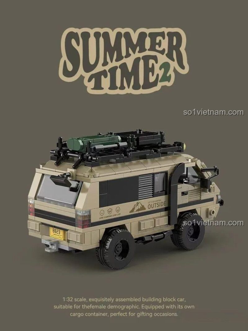Pinbo PB8823 Xe cắm trại mùa hè Summer Time 2, xe cắm trại dã ngoại, xe camper van, đồ chơi mô hình, tỉ lệ 1:32, cho bé gái 8 tuổi
