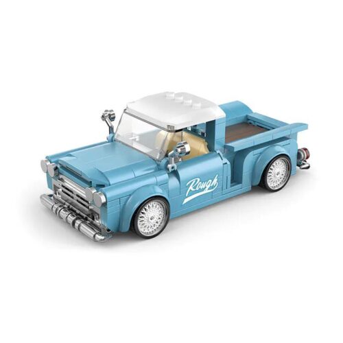 Xe bán tải Torque Titans Steel Blue lắp ghép tỉ lệ 1:32, màu xanh thép, phong cách retro, cabin rộng rãi, có mô hình container đi kèm, đồ chơi lắp ghép cho bé trai 14 tuổi