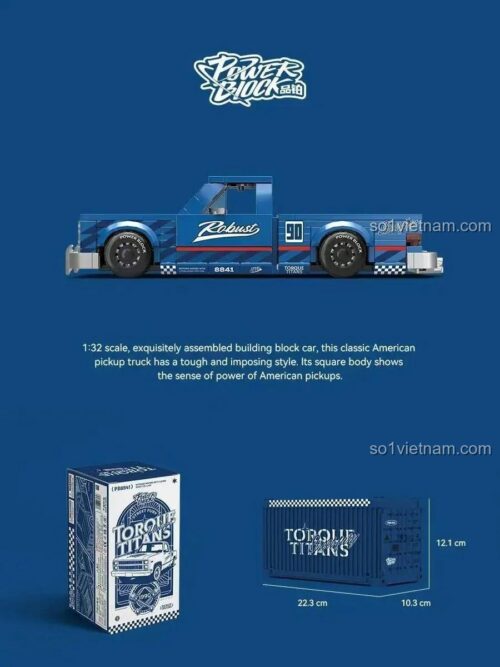 Xe bán tải Torque Titans Street Fury PB8841 - Đồ chơi lắp ghép xe bán tải cổ điển Mỹ tỉ lệ 1:32