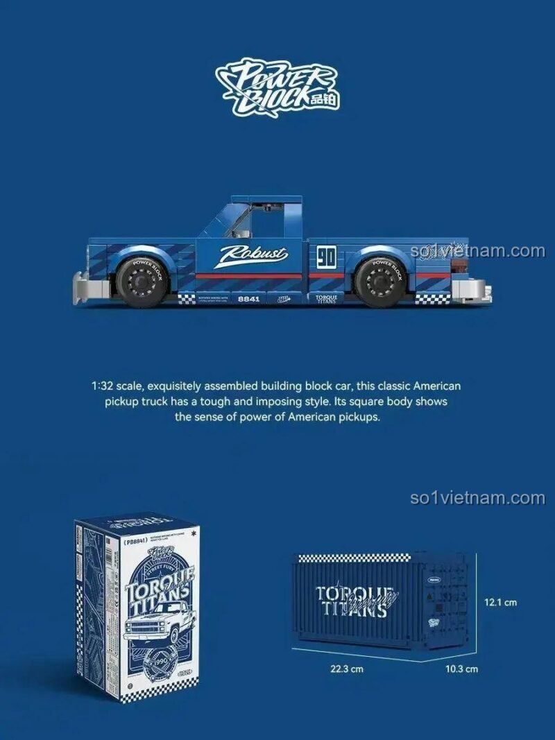 Xe bán tải Torque Titans Street Fury PB8841 - Đồ chơi lắp ghép xe bán tải cổ điển Mỹ tỉ lệ 1:32